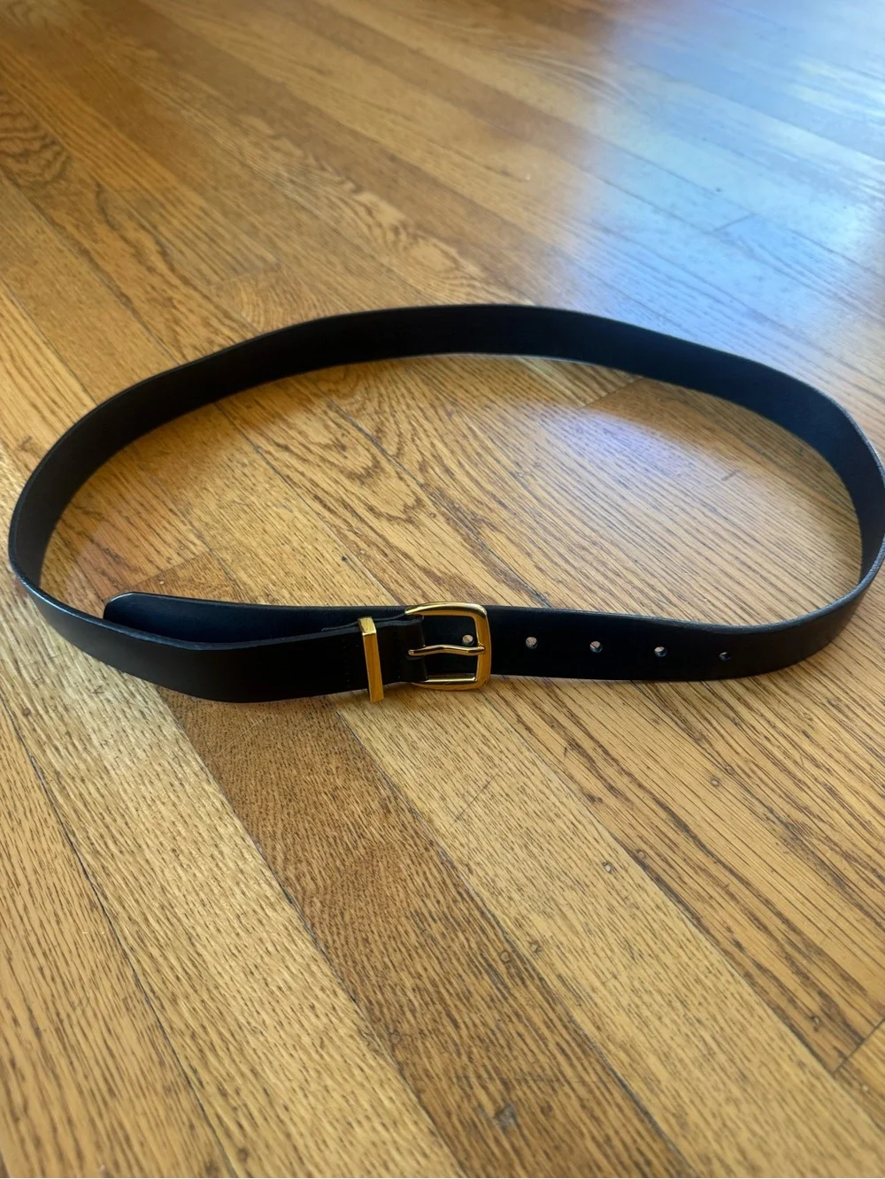 Madewell Women’s The Essential Leather Belt Black with Gold Buckle Size Large
